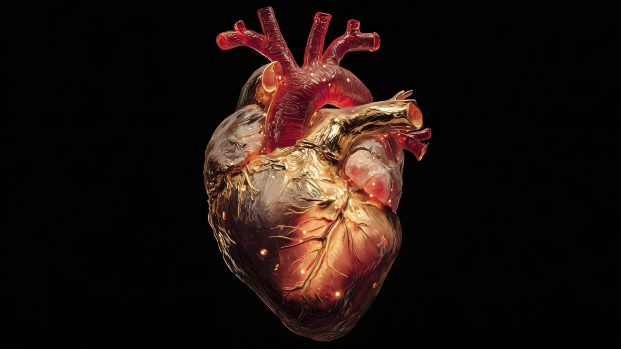Anatomically Detailed 3D Model of the Human Heart, Showcasing Its Intricate Structure, Vessels, and Chambers in Stunning Realistic Visualization