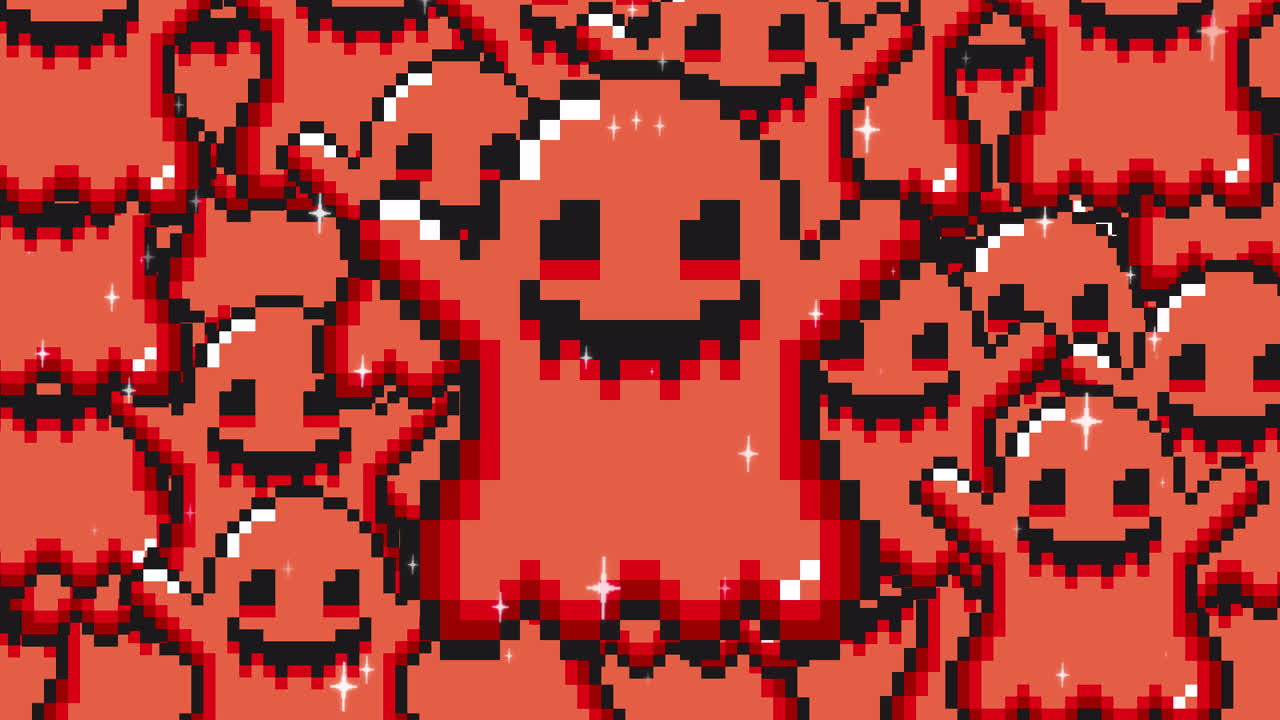 Pixel art pop up Halloween ghost Transitions. 1080p - 30 fps - Alpha Channel (9).mov