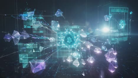 futuristic blockchain and cryptocurrency digital network visualization
