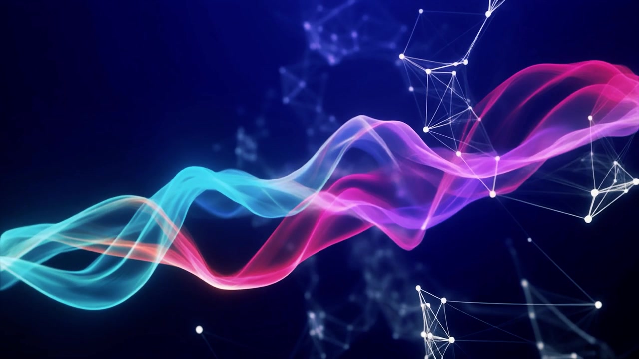 Abstract Digital Waves and Network Connections on Dark Background