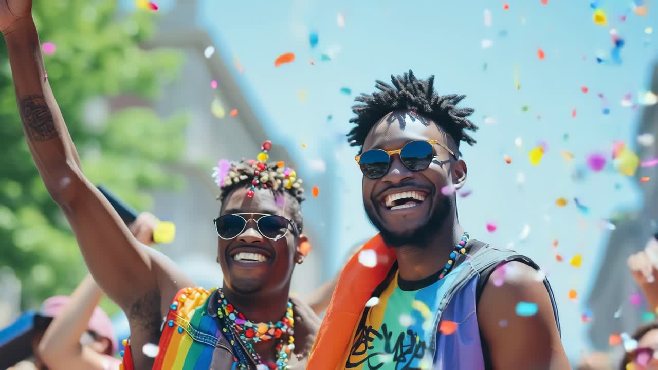 Renkli kıyafetler içindeki neşeli katılımcıları yakalayan düşük açılı çekim ile canlı sokak festivali videosu