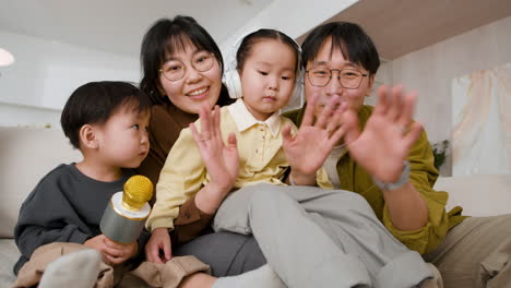 happy family video call