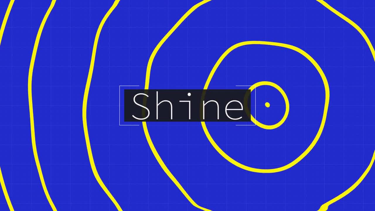 파란색 배경 위에 여러 개의 반 ⁇ 이는 텍스트의 애니메이션