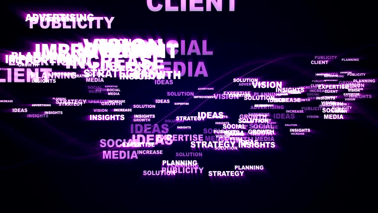 palabras clave de marketing que representan el fondo de la animación, el bucle