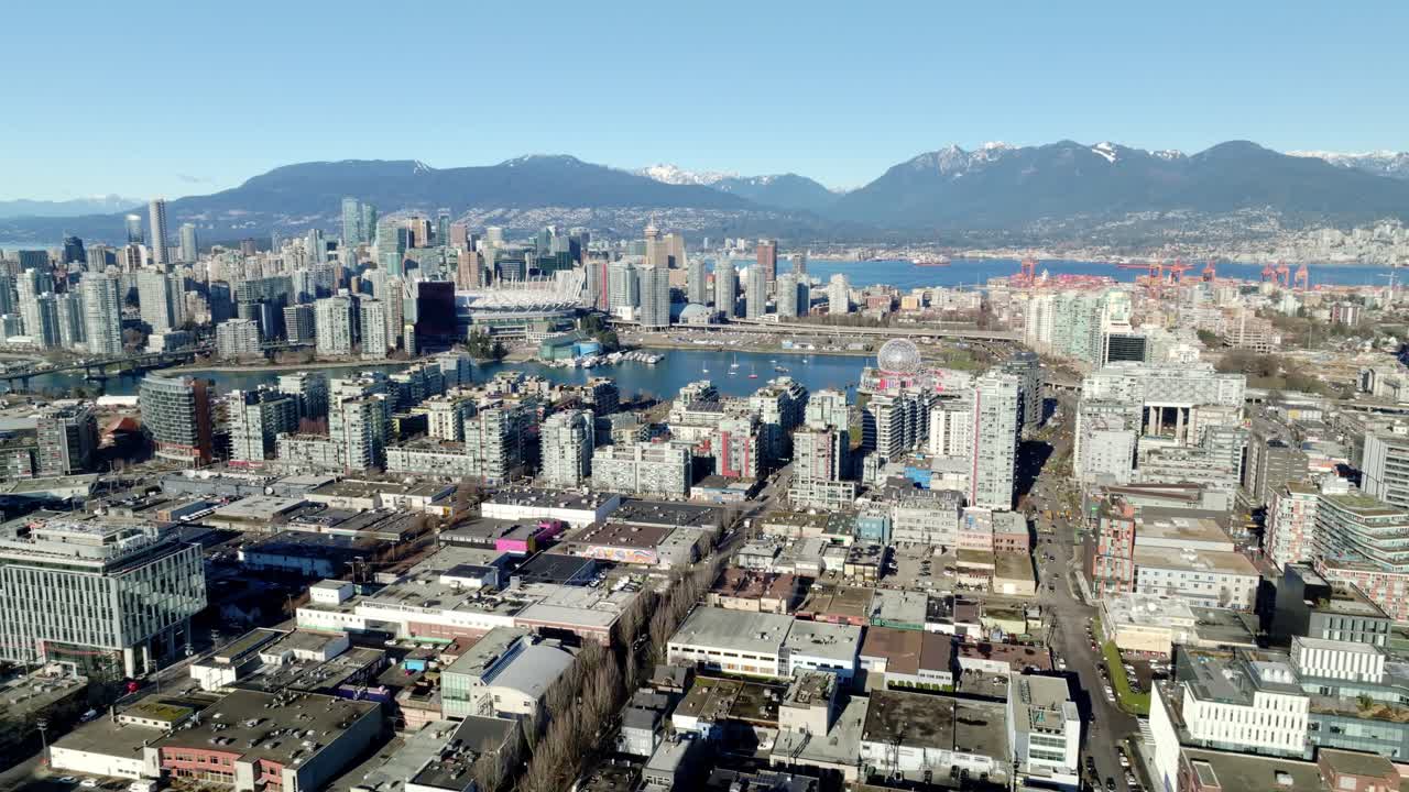 Downtown Vancouver Seen From Fairview Neighbourhood In Vancouver, BC, Canada. - aerial shot