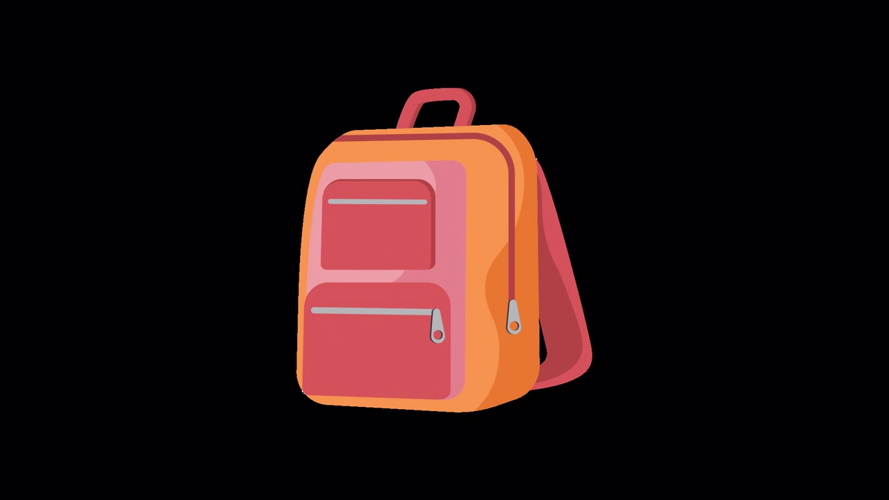 Animated Cartoon Backpack Growing and Shrinking on Transparent Background