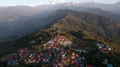 aerial view of ghalagaun village in lamjung, nepal.