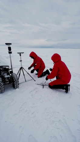 arctic research team deploying equipment