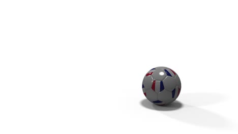 realistic soccer ball with flag of france jumping against a white background, 3d rendering, prores footage.