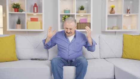 the disappointed old man gets angry.