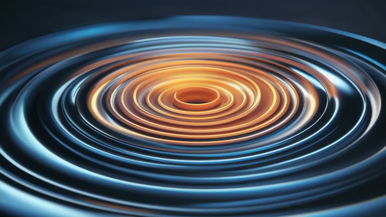 Abstract Concentric Ripples of Blue and Orange Light