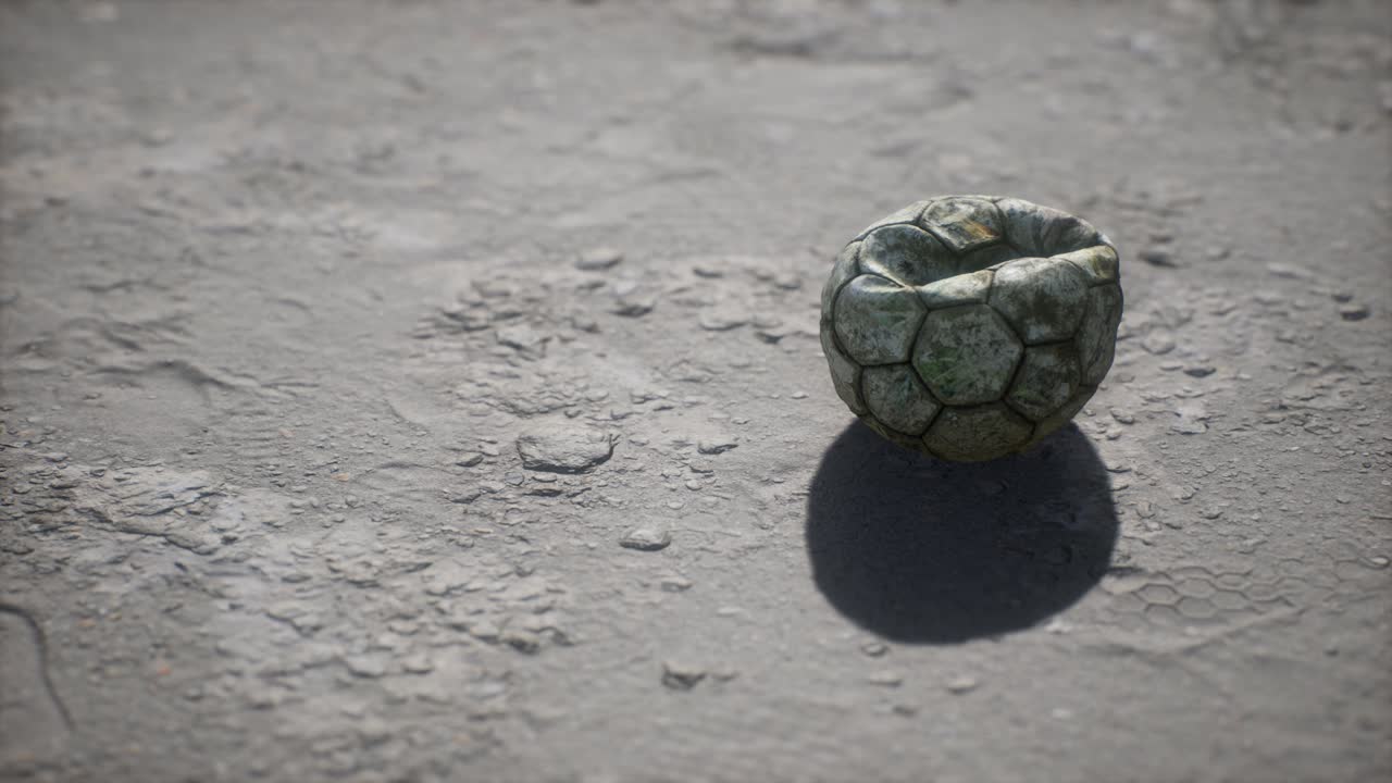 vieja pelota de fútbol el suelo de cemento