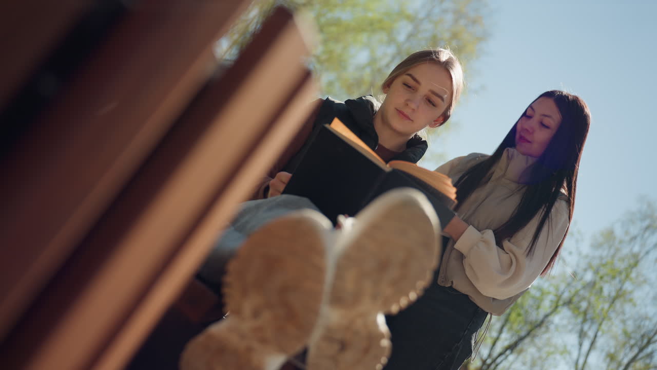 여성들이 야외에서 직물을 짜고, 자연 속에서 우정이 피어나요. 두 여성이 햇빛 아래에서 밖에서 머리를 땋으며 시간을 보내고, 한 쌍의 여성들이 푸른 나무 그늘 아래에서 땋은 머리를 함께 나누고 있어요.