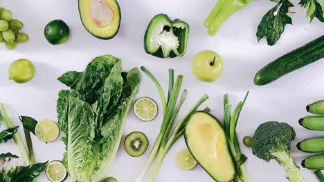 assortment of fresh green fruits and vegetables