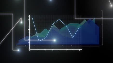 animación de rastros de luz sobre el procesamiento de datos sobre fondo negro
