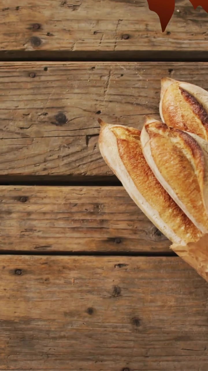 Animazione di cornice con foglie autunnali su baguette