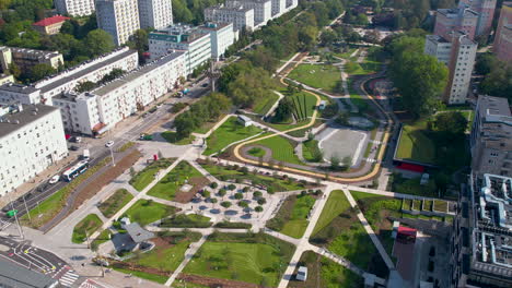 aerial view of park centralny  in gdynia, poland