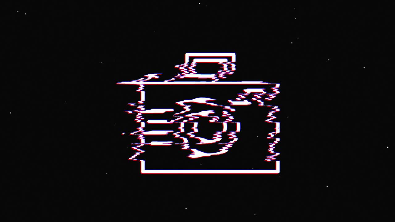 el diseño del icono de glitch de las redes sociales aislado en un fondo oscuro. icono web delineado. gráficos en movimiento.