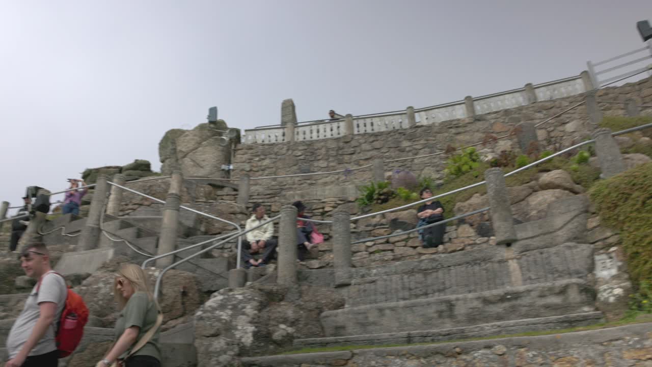 Outdoor stone stairs with people