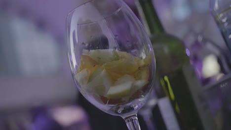 fruit cocktail in a wine glass