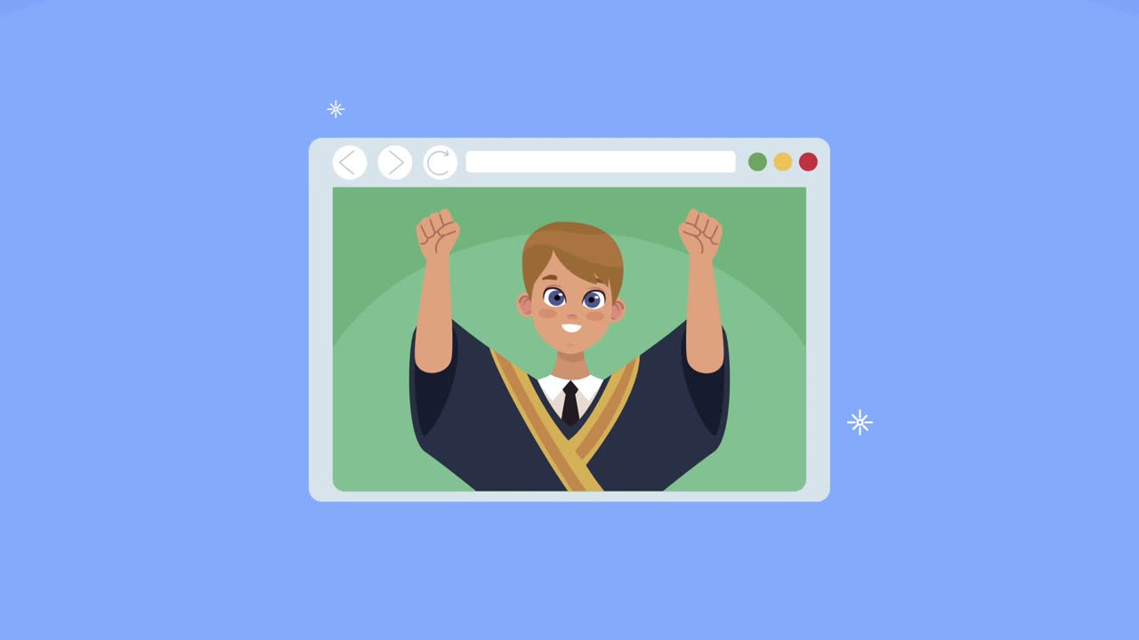 boy graduate in webpage online graduation