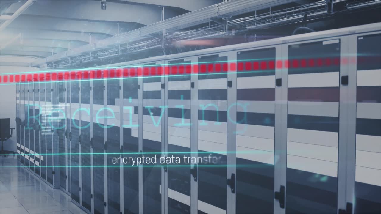 animación del procesamiento de datos en la sala de servidores