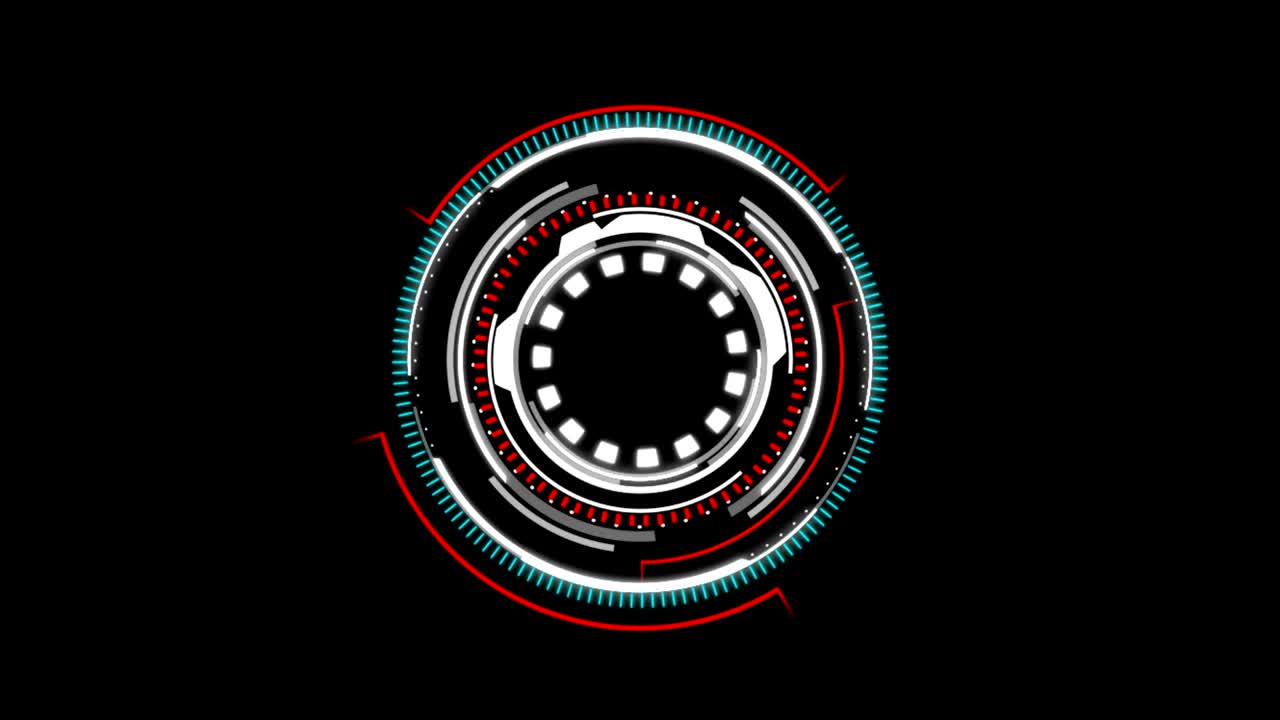 4k 애니메이션 서클 회전 hud 헤드 업 사이버 미래 기술 컨셉을 위한 디스플레이 인터페이스