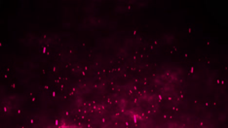 animación en 3d movimiento llamas ardientes brasas calientes chispas fuegos artificiales brillo volando partículas ardientes en fondo negro efecto visual 4k marrón fucsia