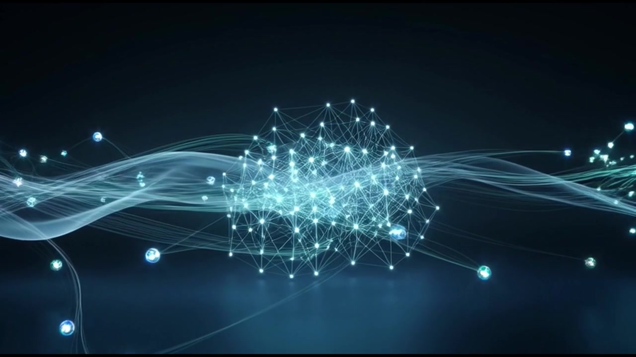 Abstract Digital Network Forming with Glowing Particles and Light Waves