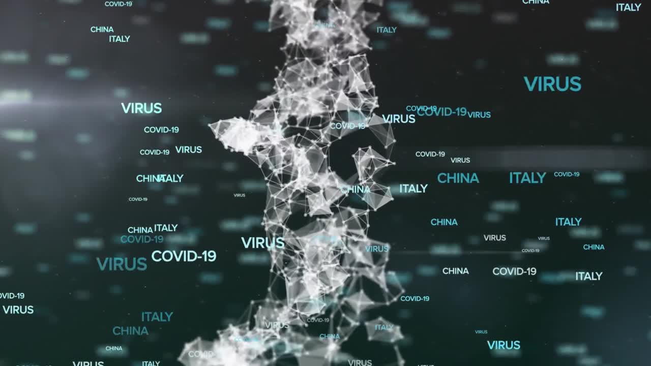 títulos de adn y coronavirus sobre un fondo negro.