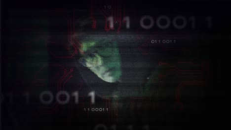 animation of data processing over asian male hacker