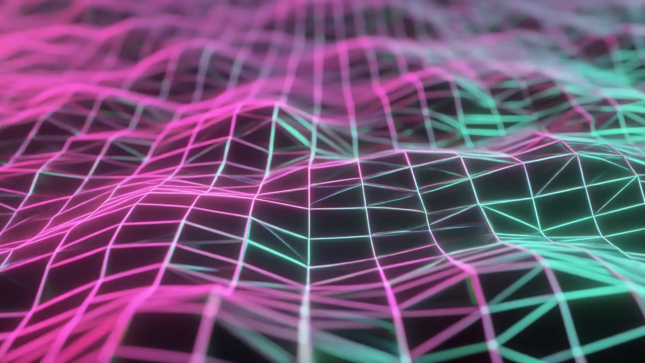 Abstract Neon Grid Wave Motion Background