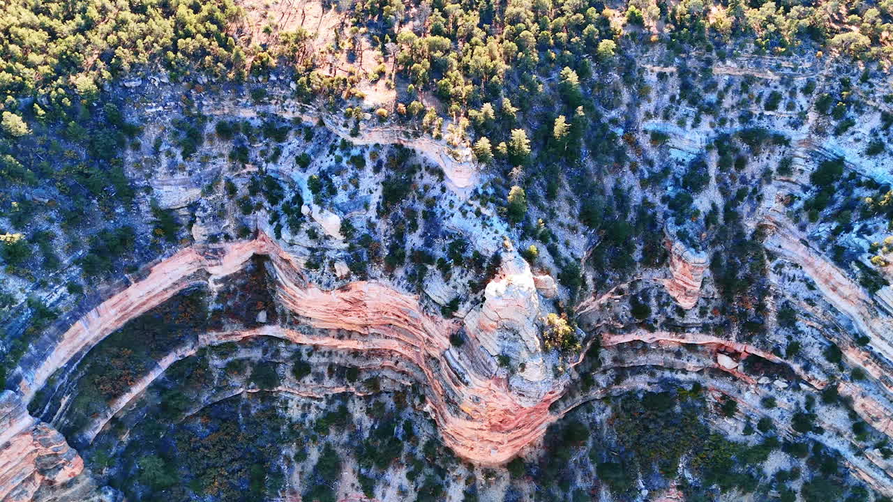 Grand Canyon textures from a high viewpoint. A high perspective reveals rich canyon textures and rugged formations