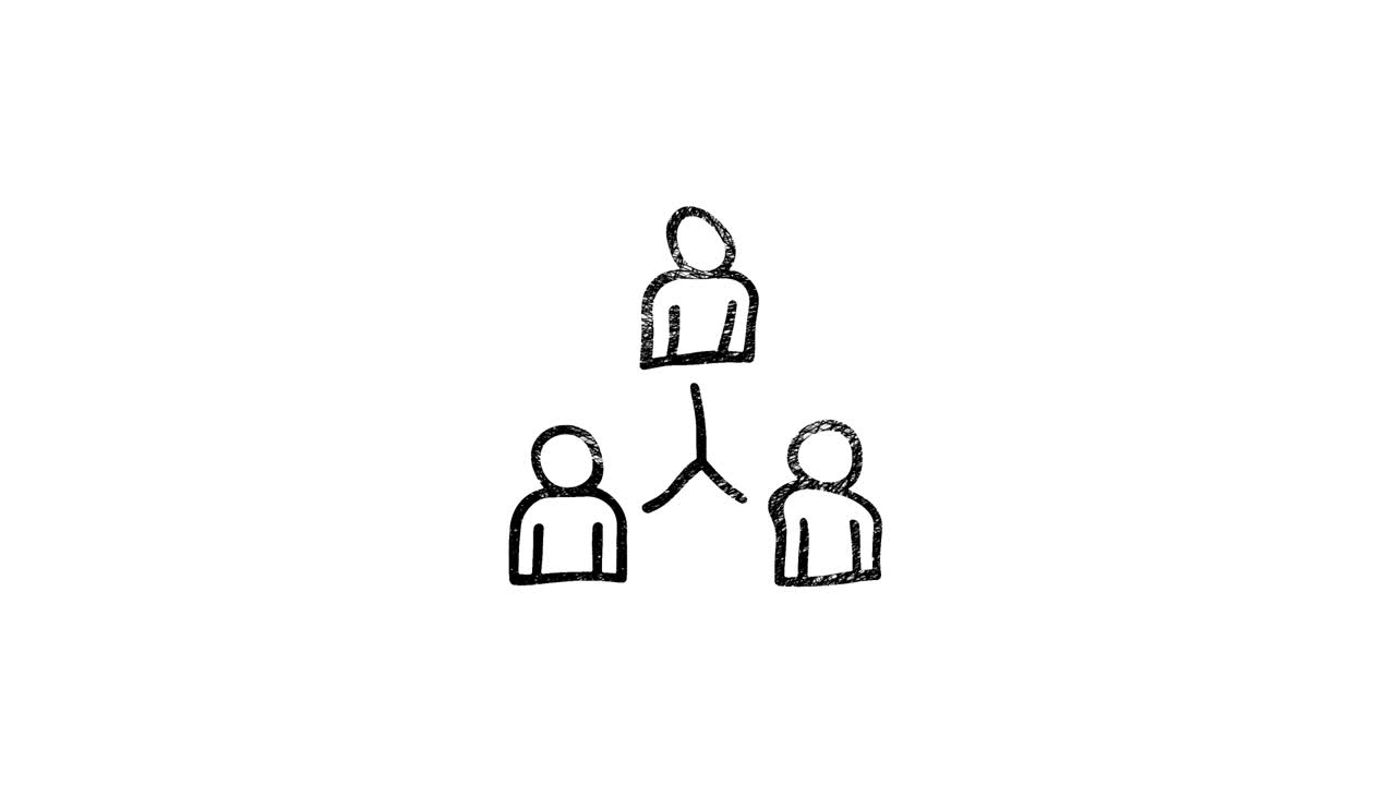 Social media hand draw icon design isolated on dark background. Outline web icon. Motion graphics.