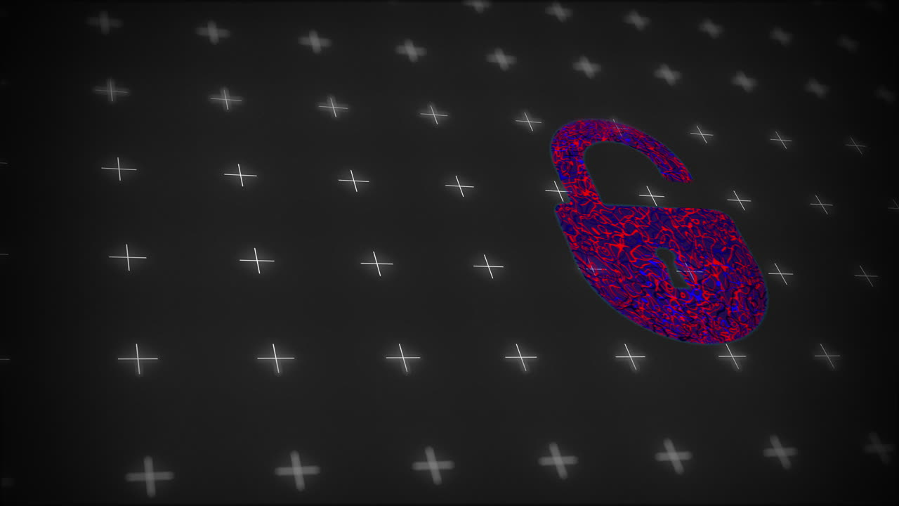 candado desbloqueado en color azul-rojo. efecto organico