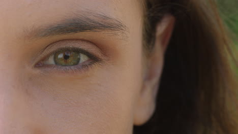 close up beautiful eye of woman blinking looking healthy eyesight concept