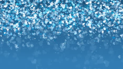 abstract falling sparkling hearts on blue love loop background. realistic particle glitter effect. bright design element for decoration holidays valentine's day.