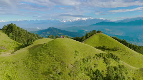 drone shot captures stunning landscape of nepal’s hills and horizon with mountain ranges near shailung dolakha close tibet fresh air healthy forests create perfect nature escape appealing to tourism