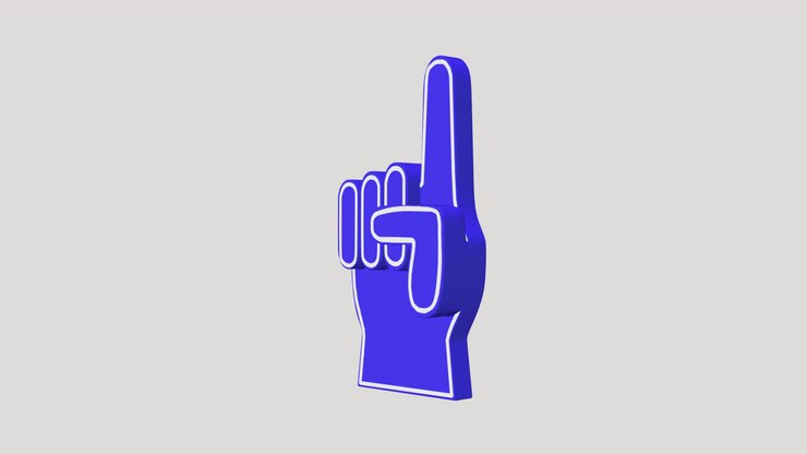 Blue Foam Finger Pointing Upwards and Rotating