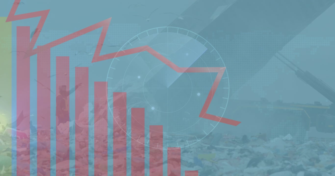 Animation of data processing over rubbish dump