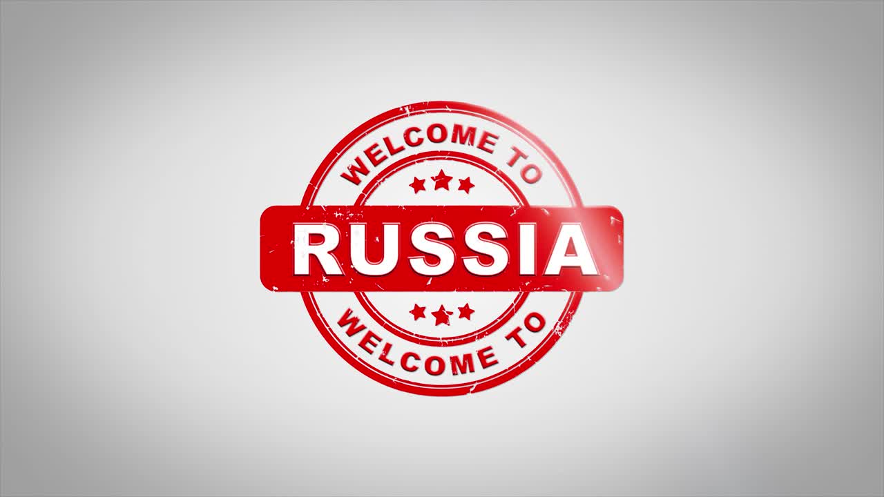 bienvenido a rusia sello gráfico