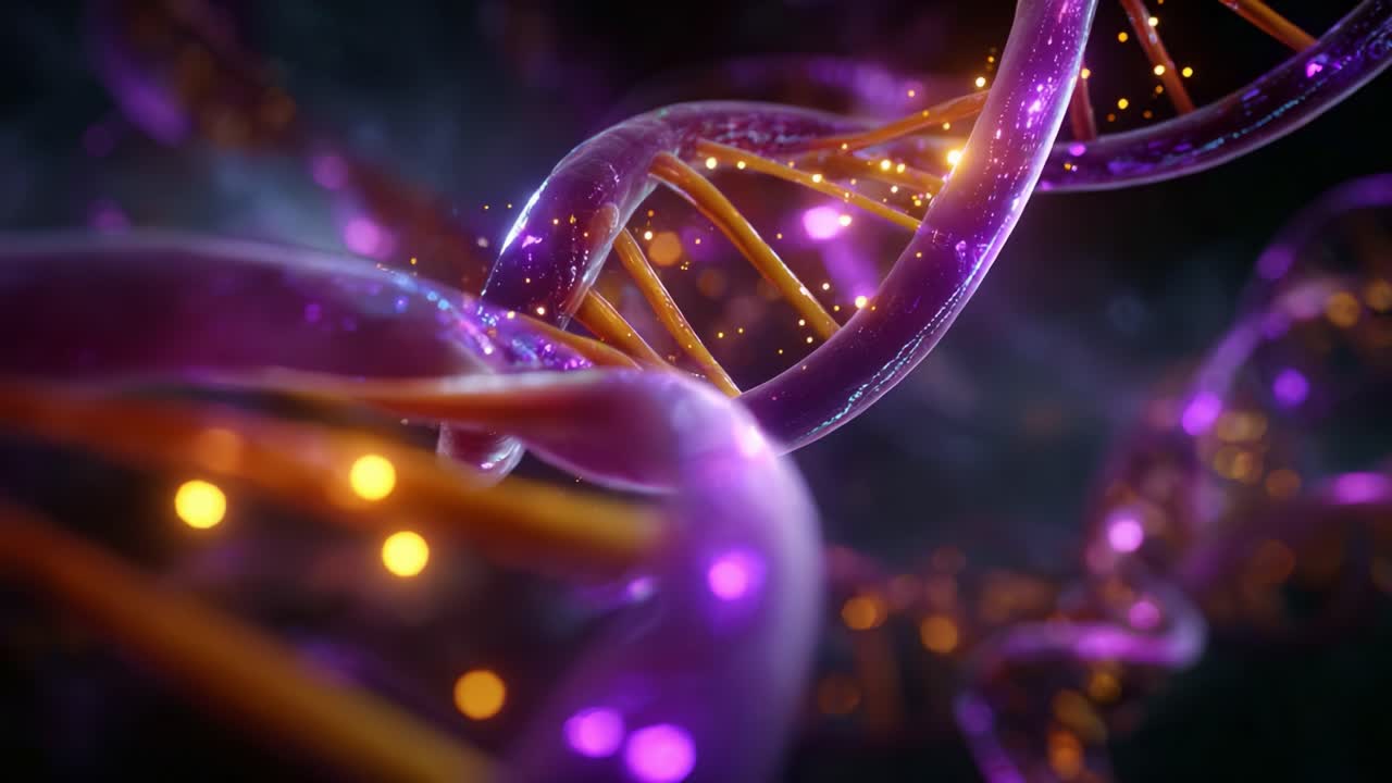 Exploring the Intricacies of DNA: A Stunning Visual Representation of the Double Helix Structure Intertwined with Vibrant Colors and Mysterious Lights