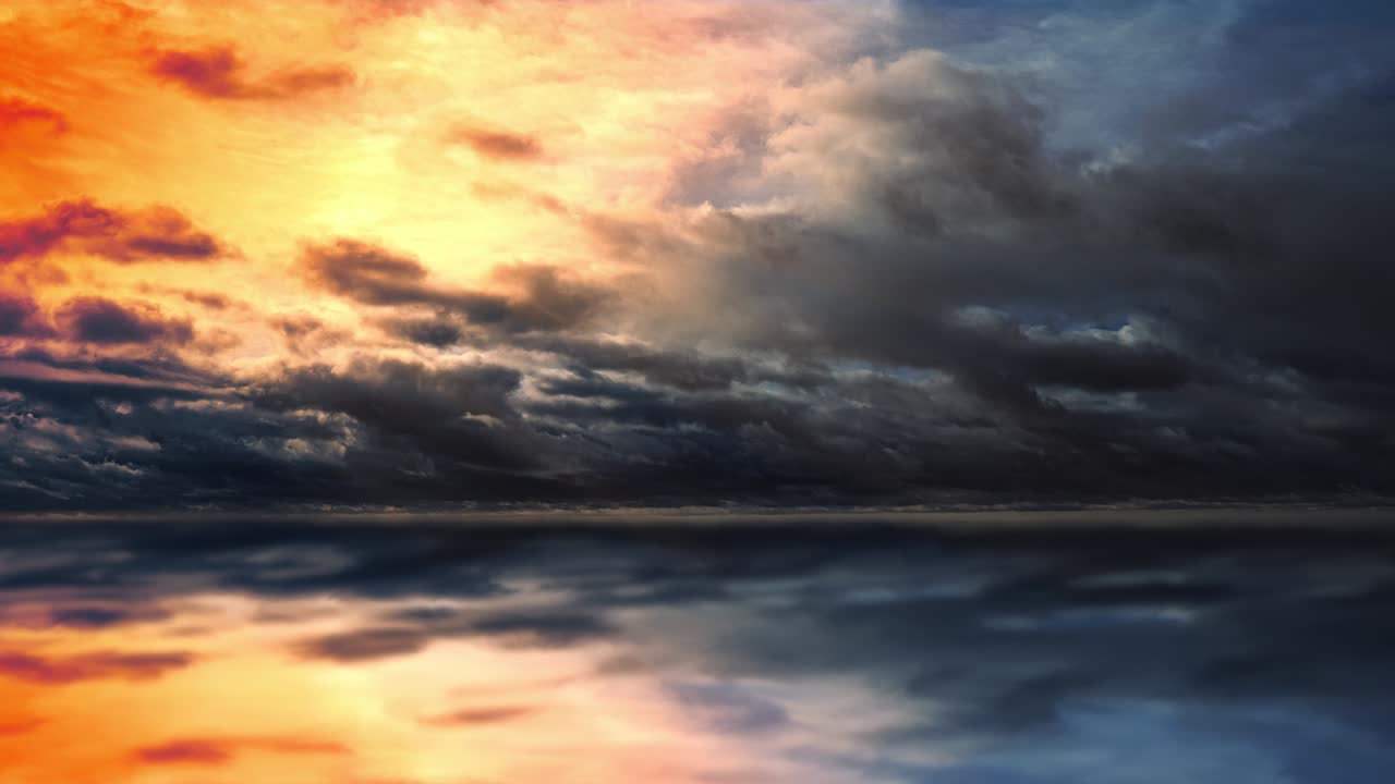 hermoso paisaje de nubes, la luz rompiendo a través de la masa de nubes. hermoso panorama de nubes soleadas. lapso de tiempo de nubes moviéndose en el cielo y el sol brillando a través de las nubes con rayos y destellos de lente. bucle 4k