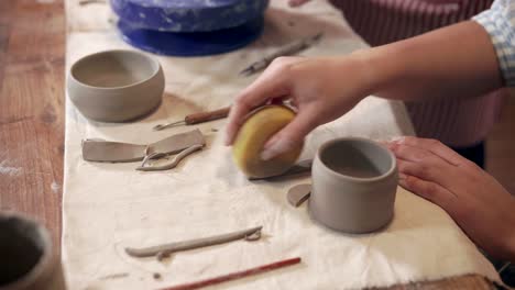 pottery artist at work