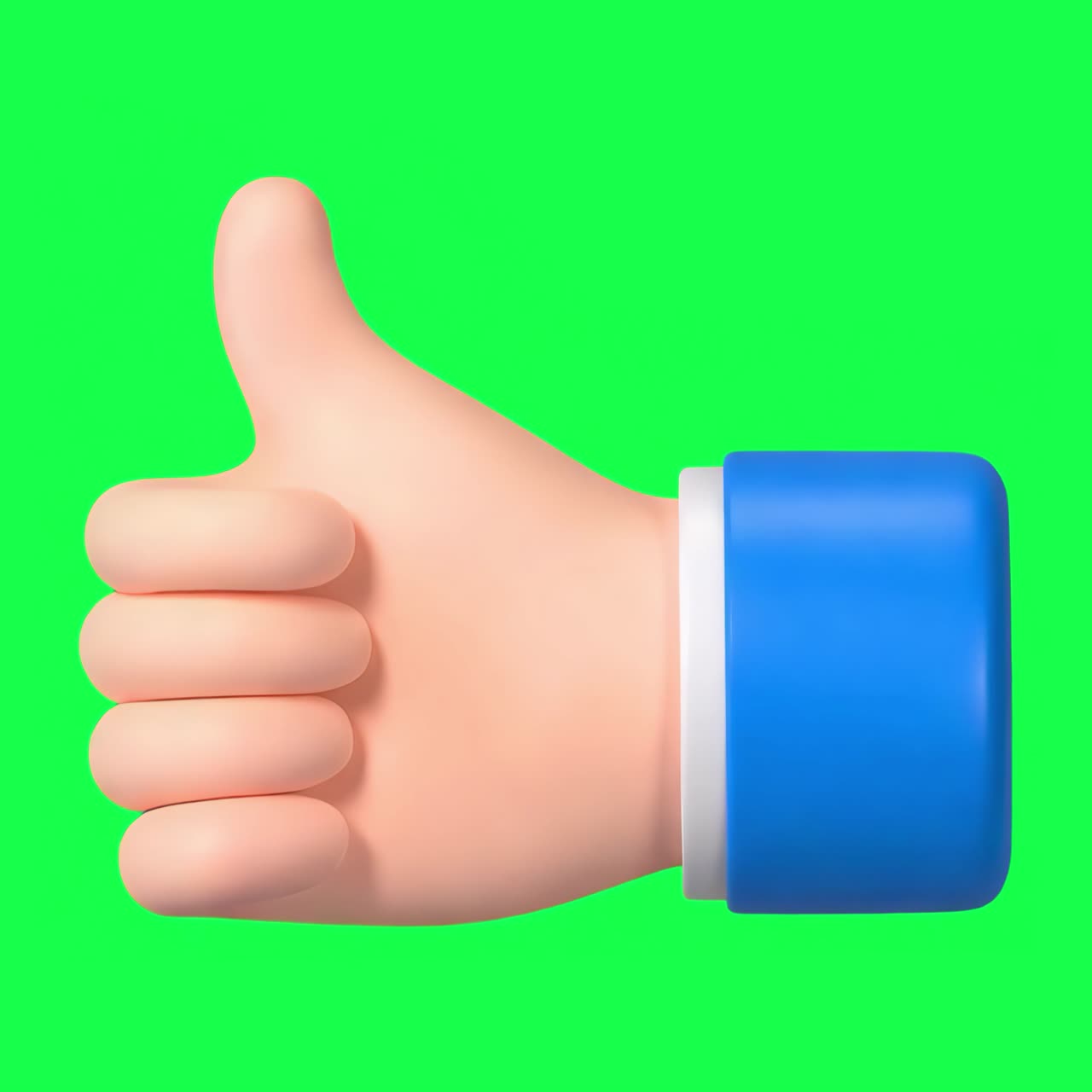3D thumbs up emoji illustration transparent 4K video, green screen