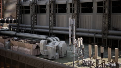 industrial rooftop equipment on a city building