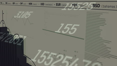 animation of financial data processing over white background