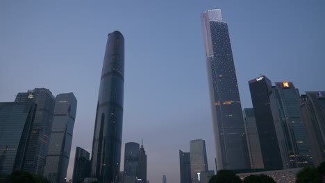 twilight time guangzhou city downtown crowded panorama 4k china