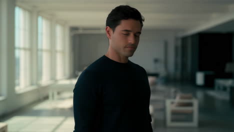 Portrait of a Man in a Bright, Spacious Room