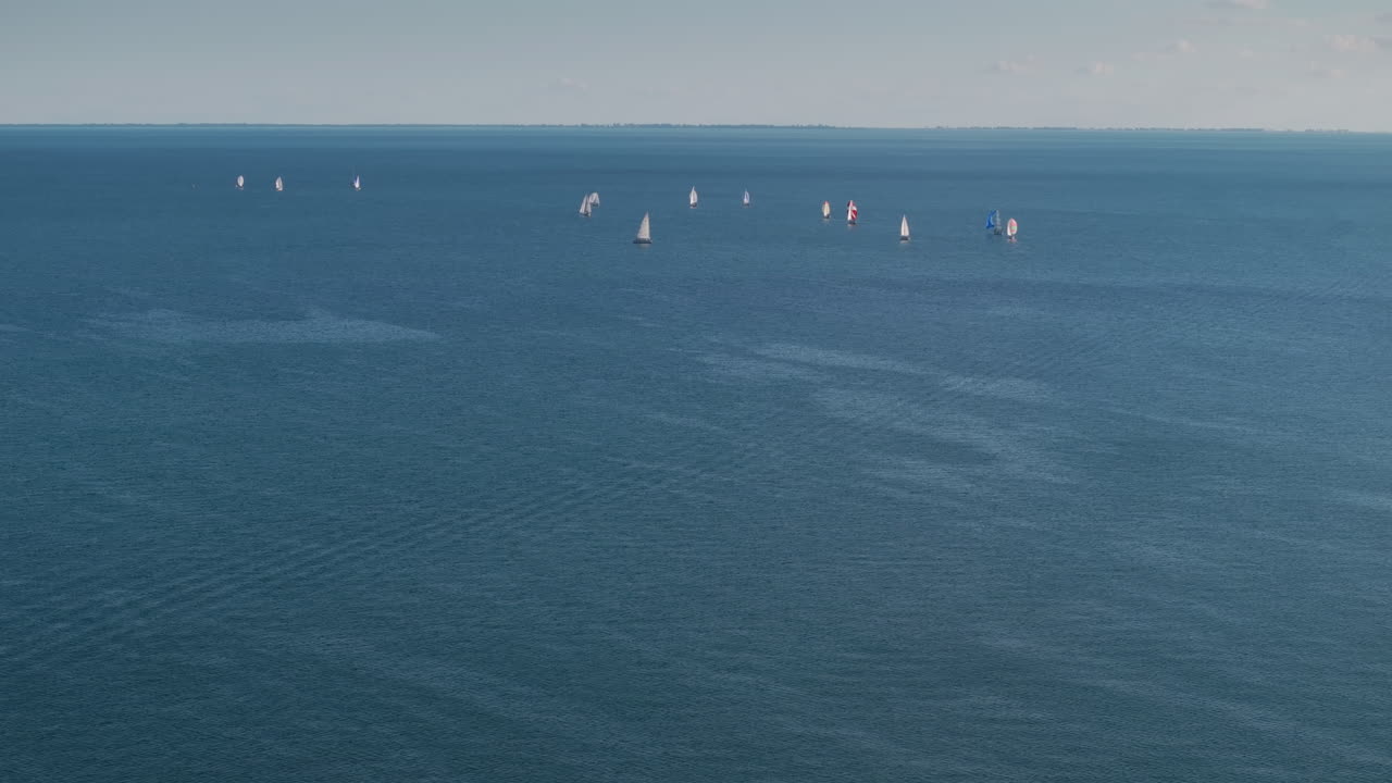Sailboats on Lake Erie in Port Dover, Ontario, peaceful and serene